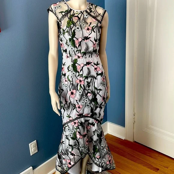 Bariano Dresses | Bariano Australia Embroidered Floral Flute Dress Gown Size Medium | Color: Pink/Purple | Size: M | Lizgau's Closet